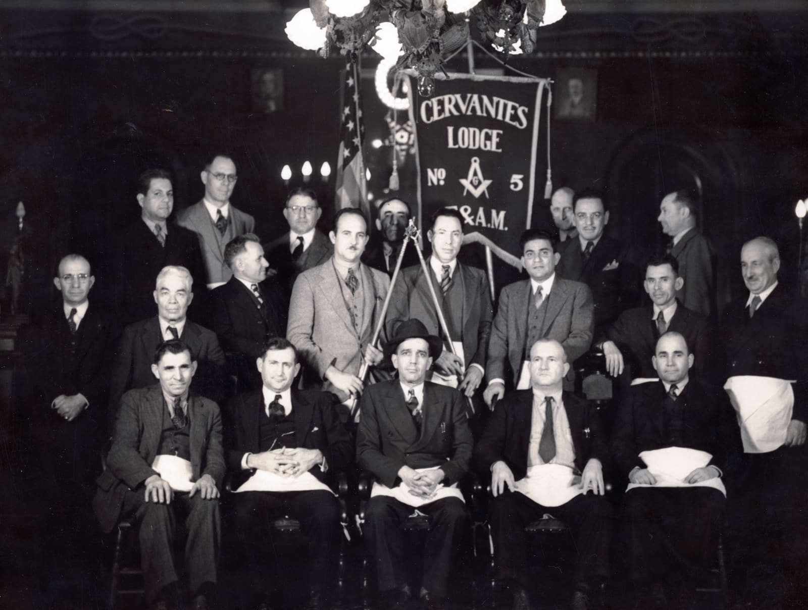 Members of Cervantes Lodge N.º 5, photographed 24 January 1938.